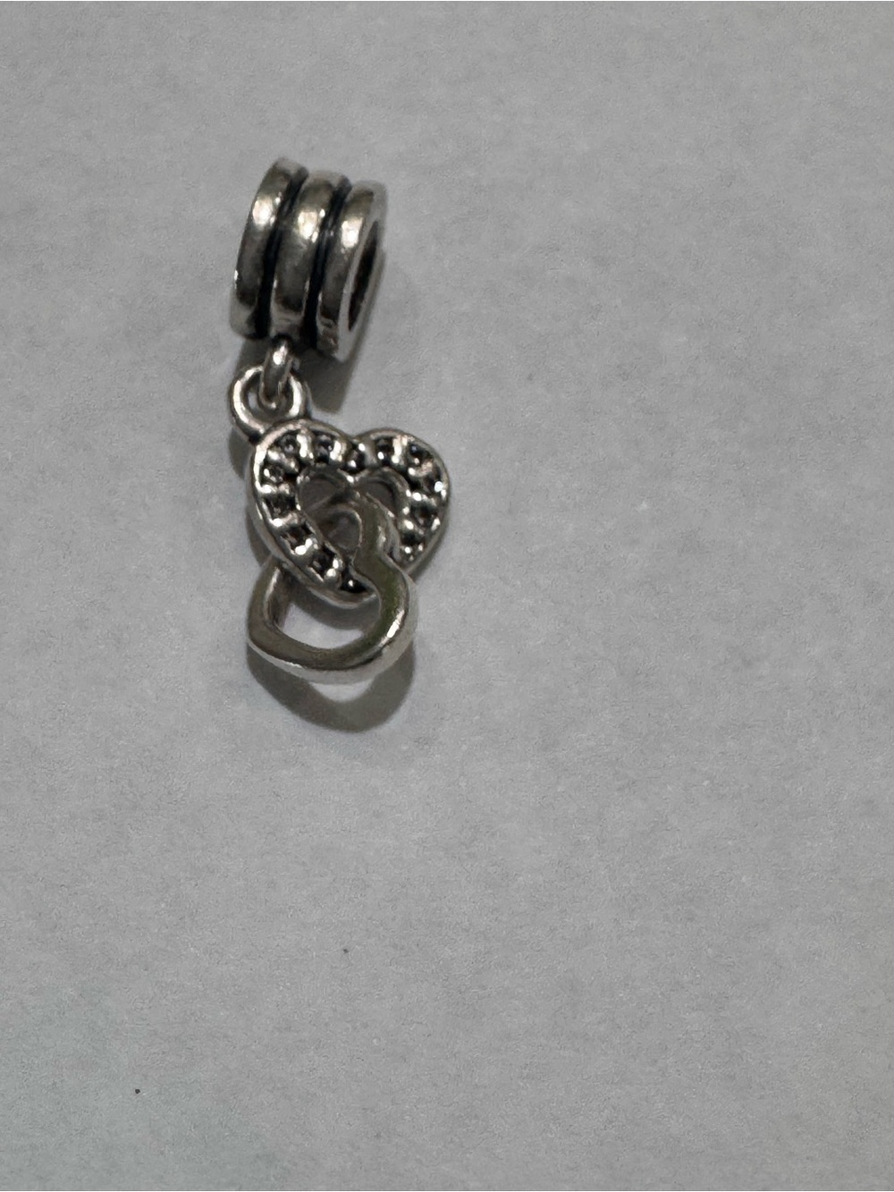 Pandora Silver Double Heart Dangle Charm